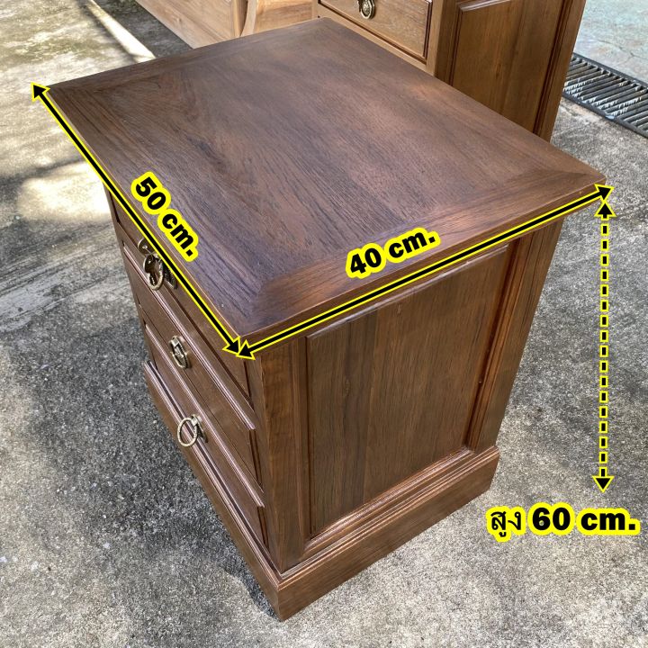 สีสัก-โต๊ะหัวเตียงไม้สักแท้-ตู้หัวเตียง-สูง-60x50x40-cm-3ชั้น-โต๊ะลิ้นชักไม้สัก-คุณภาพส่งออก-ตู้ไม้สักแท้-nightstand-teak-wooden-cabinet-bedside
