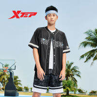 Xtep แขนสั้นกีฬาแขนสั้นของผู้ชาย,เรโทรสไตล์อเมริกันใหม่ปักลำลองทรงหลวม877229060250