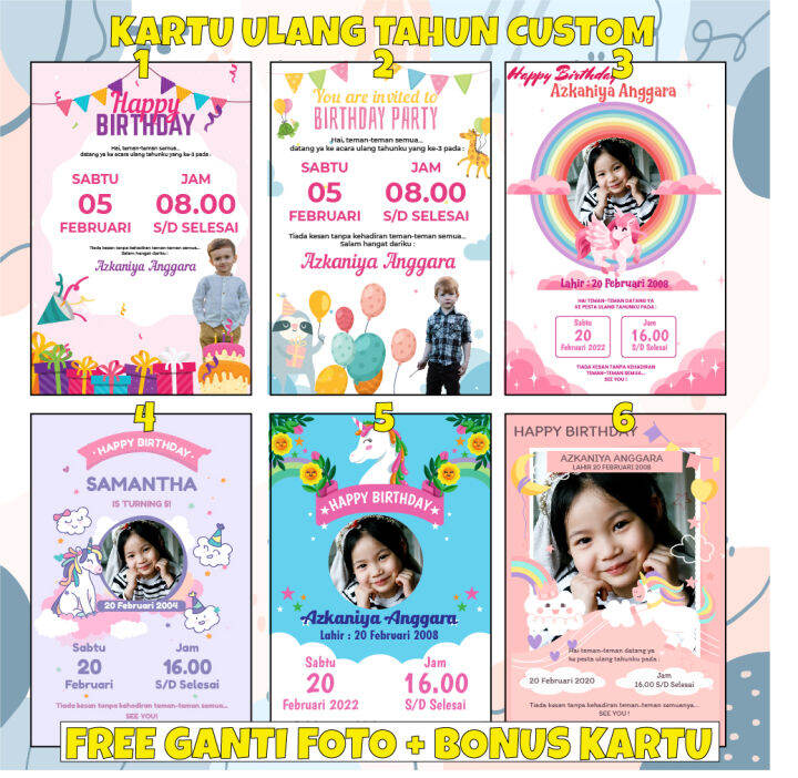 isi 40-100 Pcs Undangan ulang tahun anak / ucapan ulang tahun anak