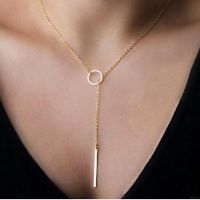 New Y-Neck Metal Chain Necklace Copper Round Long Necklace Jewelry Pendant Necklace