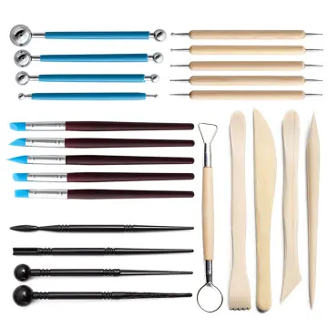 6 Pcs Clay Sculpting Tools Set Pottery Clay Modelling Carving Tool Double  Ended Stainless Steel Pottery Ribbon Sculpture Cutter With Wooden Handle  For