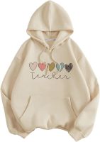 SHENHE Womens Cute Heart Print Graphic Casual Thermal Lined Hoodie Pullover Sweatshirt