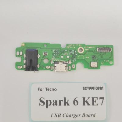 Novaphopat ดั้งเดิมสำหรับ Tecno Spark บอร์ดสายเคเบิลงอได้ไมโครโฟนช่องเสียบหูฟังที่ชาร์จช่องเสียบปลั๊กแท่นชาร์ท USB 6 KE7