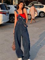 Womens Jeans Y2K Korean Fashion Overalls Women Denim Autumn Loose Wide Leg Pant Vintage Female Blue Baggy Pants Aesthetic