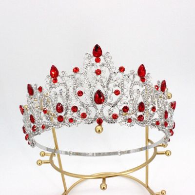 Thai Big Miss Universe Crystal Bridal Crown Large Round Tiaras Queen Rhinestone Diadem Wedding Party Stage Show Hair Accessories