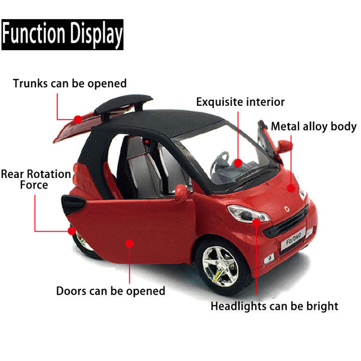 klt-scale-1-32-benz-smart-ของเล่นโลหะผสมรถรุ่นยานพาหนะสําหรับเด็กผู้ชายเด็กจําลองเสียงแสงผลของขวัญงานอดิเรกคอลเลกชัน