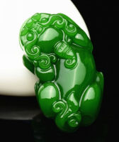 1pc Natural Green Jade Money Pixiu Dragon Pendant Necklace Jewellery Fashion Accessories Hand-Carved Luck Amulet Free rope