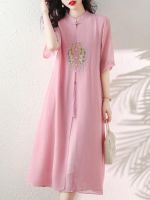 Tang Suit Female Chinese Style Hangzhou Brand Silk Dress Summer New Embroidery Improved Cheongsam Mulberry Silk Skirt