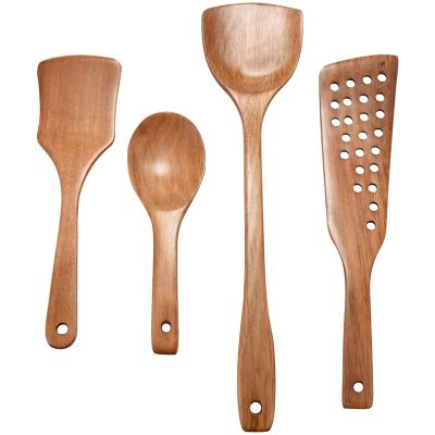 4 Pcs Kitchen Wooden Utensils for Cooking,Non-Stick Wood Spatulas Spoons Cooking Tools,Durable Cooking Utensils Set