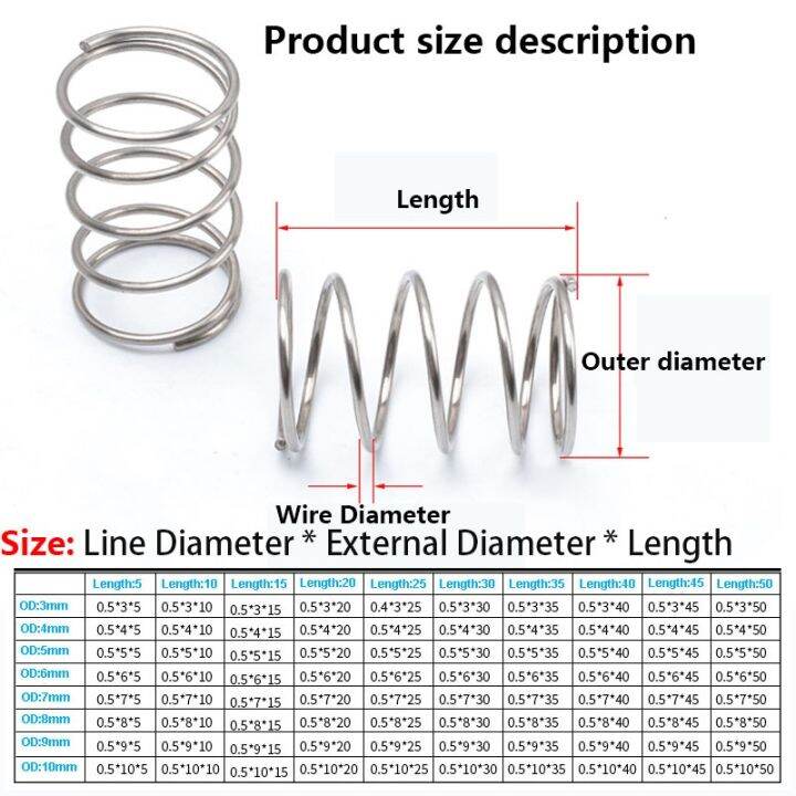 304-stainless-steel-compressed-spring-rotor-return-spring-pressure-spring-line-diameter-0-4-0-5mm-external-diameter-3-10mm