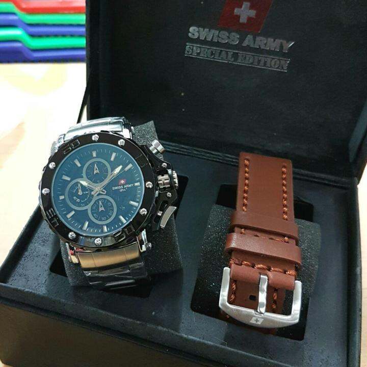 Promo Jam Tangan Swiss Army Sa Original Bonus Baterai Cadangan Bergaransi Bonus Tali