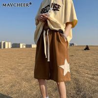 MAYCHEER  กางเกงขาสั้นฤดูร้อนแฟชั่นผู้ชายพิมพ์กางเกงลำลองหลวมกางเกงขายาว