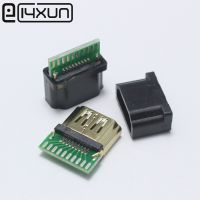 Eclyxun 1ชิ้น /Lot ชุบทอง Hdmi ชนิดปลั๊กตัวเมียชนิดที่มีบอร์ด Pcb ชนิดบัดกรีพร้อมเคสโทรศัพท์แบบพลาสติก