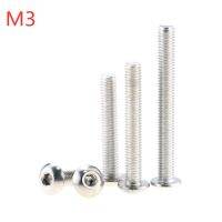 30PCS M3x4-25 5 6 8 10 22 304 Stainless Steel Hexagon Hex Socket Button Head Screw Bolts Round Head Screw Standoff ISO7380 M3x4