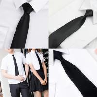 Mens Lazy Zipper Tie Solid Military Training Tie 9cm Silk Tie Polyester Matte S1A6