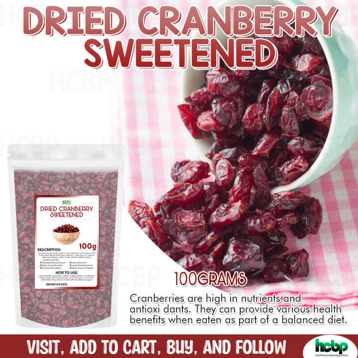 Dried Cranberries Sweetened 100g Dried Fruits, Healthy Snack Lazada PH