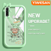 YIWESAN เคสสำหรับ OPPO A31 2020เคส A8ลายการ์ตูนน่ารักนักบินอวกาศหมีลวดลายลวดลายน่ารักขอบนิ่มโปร่งใสเคสกันกระแทกเคสโทรศัพท์ซิลิโคนเนื้อนิ่มหนาทนทานต่อการตก