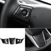 For Tesla Model 3 Model Y Carbon Fiber Steering Wheel Button Cover Trim Car Styling Decoration Car Interior Accessories