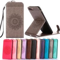 ◘❒✵ Luxury Phone Bag for 5s 4s 6s SE 7 8 plus 5.5 Case Emboss flower Leather Stand Pouch Flip Vertical Wallet for iphone 8 coque