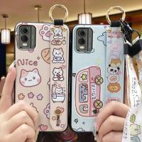 Anti-dust Cartoon Phone Case For Nokia C32 Wrist Strap Anti-knock ring Back Cover Soft case Waterproof protective Cute