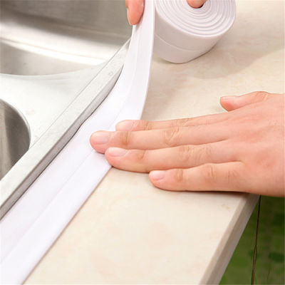 Mildewproof เทปกันน้ำหนาพีวีซีสุขอนามัยครัวห้องน้ำทำความสะอาดห้องน้ำปิดผนึกกาวผนังสติ๊กเกอร์ม้วนช่องว่างปก