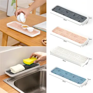 kitchen sink organzier,soap and sponge holder,bottle cup tableware Drain  Tray - Storage Tray for Dish washing Sponge, Scrubber