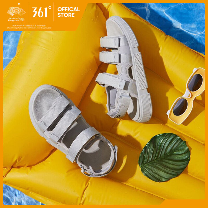 361 Degrees Male Velcro Simple Black Sandal Beach Shoes Sandals ...