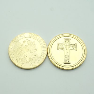 Hot Ticket 4ชิ้น/ล็อต Saint Christopher Silver &amp; เหรียญชุบทองจำลองเทศกาลอีสเตอร์ครอสเหรียญที่ระลึก