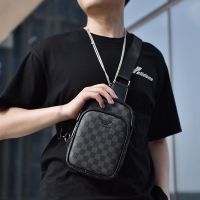 High-looking Korean checkered chest bag for men casual mens shoulder bag crossbody backpack cross-body men