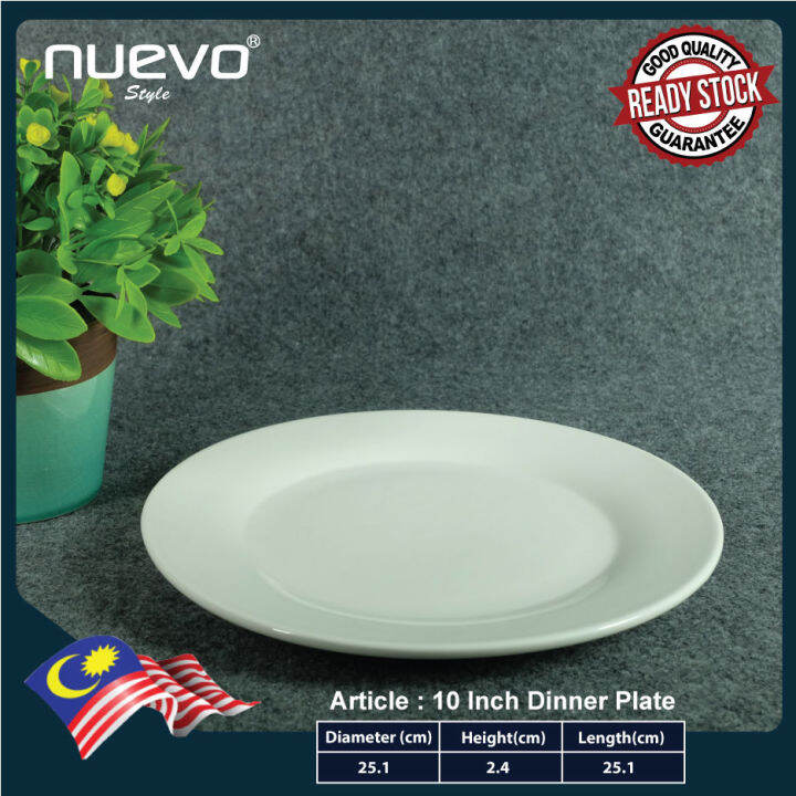 10 Inch white ceramic dinner plate 白色陶瓷餐盘 pinggan makan seramik putih ...