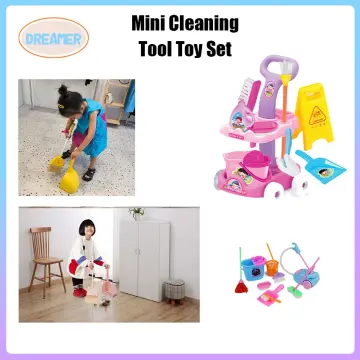 9Pcs Household Girl Dolls Toys Cleaning Tools Kit simulation cleaner Toy  cleaning Children Plastic Simulation Furniture Cleaner Set