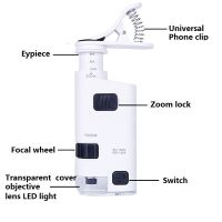 【Big-Sales】 yiyin2068 80-120X LED Portable Microscope with Cell Phone Clip Smartphone Microscope Mini Handheld Magnifier for Jewelry Stamp