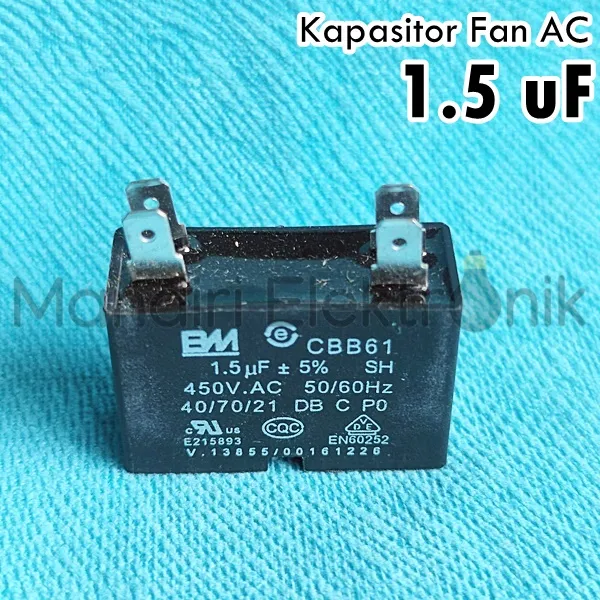 Kapasitor Fan AC 1,5 uf Kaki 4 Kapasitor 1.5 Mikro 4 Kaki Kapasitor