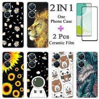 2 IN 1สำหรับ Nova 11i เคสนิ่ม TPU เคสโทรศัพท์พร้อมตัวป้องกันหน้าจอเซรามิกแบบโค้งพิมพ์ลายฟิล์มเซรามิก