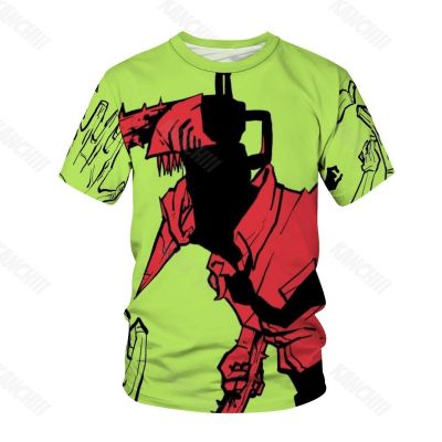 เสื้อยืด Chainsaw Man, Summer Chainsaw Devil Design เสื้อยืดสำหรับผู้ชาย, Y2K เครื่องแต่งกายชาย, 3D พิมพ์เสื้อยืดแนวสตรีทเครื่องแต่งกายอินเทรนด์