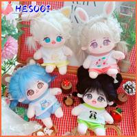 HESUOI 1 Set ของเล่นเด็กเล่น ชุดลำลองสวมหัว อุปกรณ์เสริมเสริม ชุดสูทเสื้อยืด เสื้อผ้าตุ๊กตา20ซม. กางเกงผ้าฝ้ายแฟชั่น เสื้อผ้าเสื้อยืดคอกลม กางเกงตุ๊กตา20ซม.