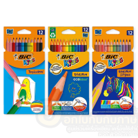 สี BIC KIDS สีไม้ สีวาดรูป ดินสอสีไม้ 12 สี อุปกรณ์ศิลปะ ปลอดภัยสำหรับเด็ก พร้อมส่ง