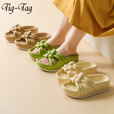 Tig-Tag รองเท้าผู้หญิง รองเท้าส้นหนาๆ รองเท้าแตะ slippers กันลื่นและน้ำหนักเบา 2023 ใหม่ TT23030607