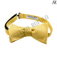 ANGELINO RUFOLO Bow Tie Tying(โบว์หูกระต่ายแบบผูกเอง) ผ้าไหมทออิตาลี่คุณภาพเยี่ยม ดีไซน์ Plain สีดำ/สีขาว/สีครีม/สีทองอ่อน/สีทองเข้ม