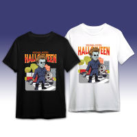 เสื้อยืดคอกลม สกรีนลาย HALLOWEEN แขนสั้น  ผ้า COTTON 100%