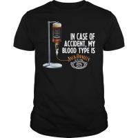 H Jack_Daniels_in_case_of_accident_my_blood_type_is_Jack_Daniels_shirt เสื้อยืดผ้าฝ้าย