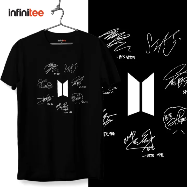 Infinitee Bts Signature Shirt Kpop Merch in Black Tshirt For Men Women