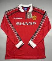 เสื้อบอล ย้อนยุค แขนยาว แมนยู 1998 เหย้า คอซิป Retro Long sleeve Manchester United Home  เรโทร คลาสสิค 1998-99