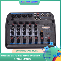 U6 Musical Mini Mixer 6 Channels Audio Mixers BT USB Mixing Console with Sound Card Built-in 48V Phantom Power EU Plug