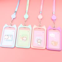 【hot sale】 ☽卐 B11 1PC Card Holder with Retractable Reel Lanyard Cute Cartoon Cat Bank Identity Bus ID Card Holder Wallet Case Credit Cover Case