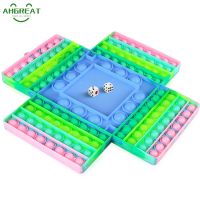 4 Players Chess Board Pop Fidget Toys with 2 Dices Big Size Bubbles Sensory Pop Game for Kids Adults Bubble Popper for Autism