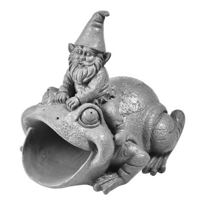 W3JA Gnome with Frog Statues Downspout Extension Gutter Innovative Resin Dwarf Sculptures Outdoor Garden Lawn Decor