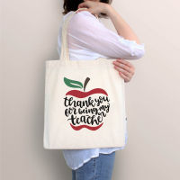 Teacher Tote Bag School Book Bag Reusable Shopping Bag Teach Love Peace Foldable Canvas Shoulder Fashion Bag Gift for Teachers