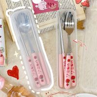 【CW】 Strawberry Korean Chopsticks Fork Cutlery Set With Tableware Utensils