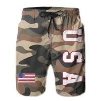 Mens Camouflage America Flag USA United States American Fans Beach Pants Shorts Surfing M-2XL Army Air Force Navy Color